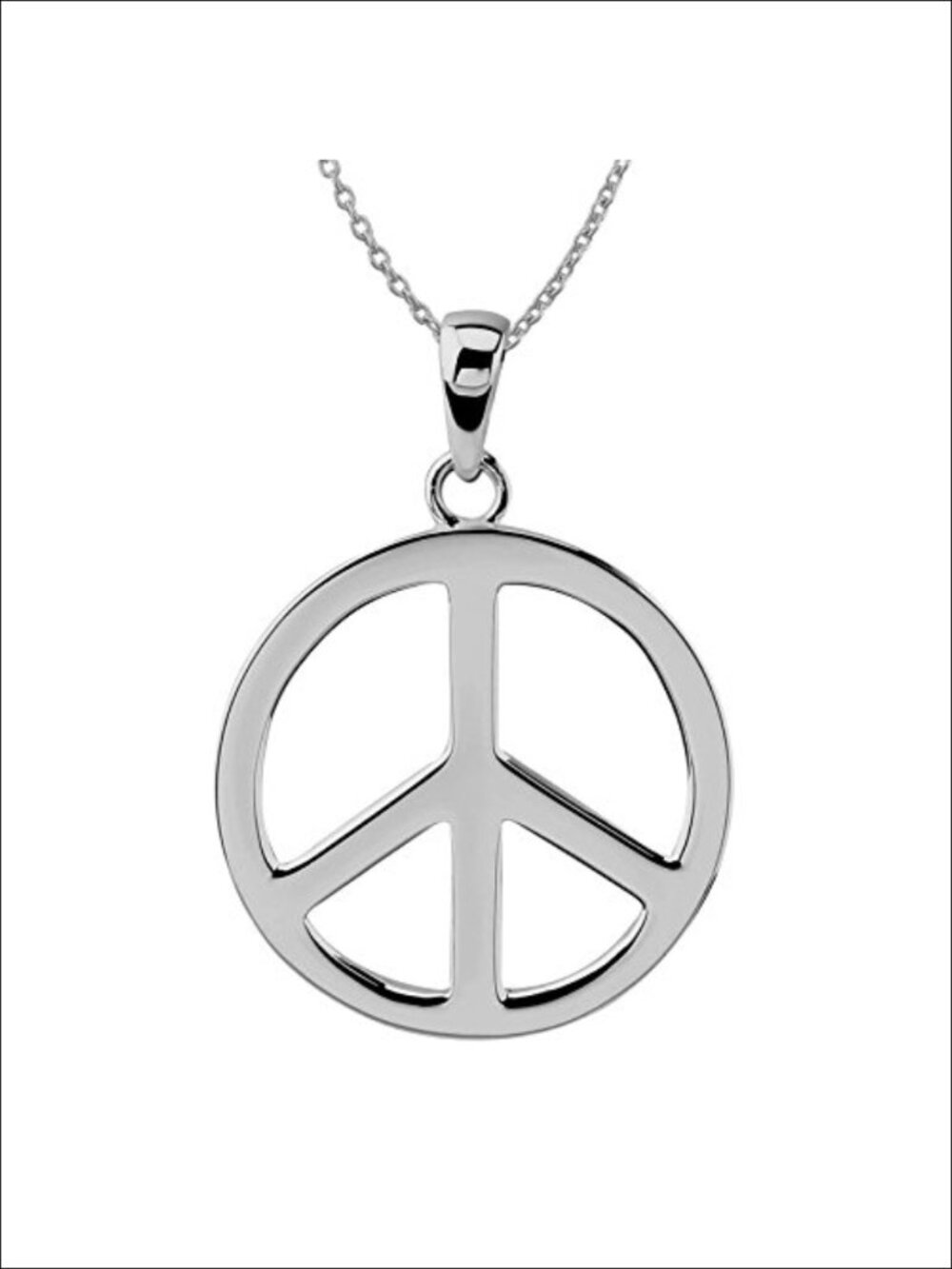 Sterling Silver Peace Sign Pendant Necklace 18" Boho
